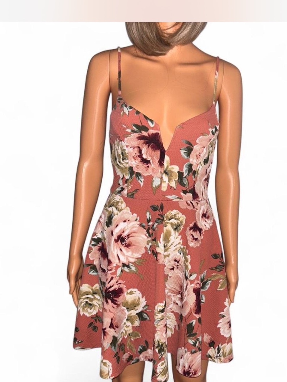 Haute Monde Dusty Rose Floral Spaghetti-Strap Mini Dress